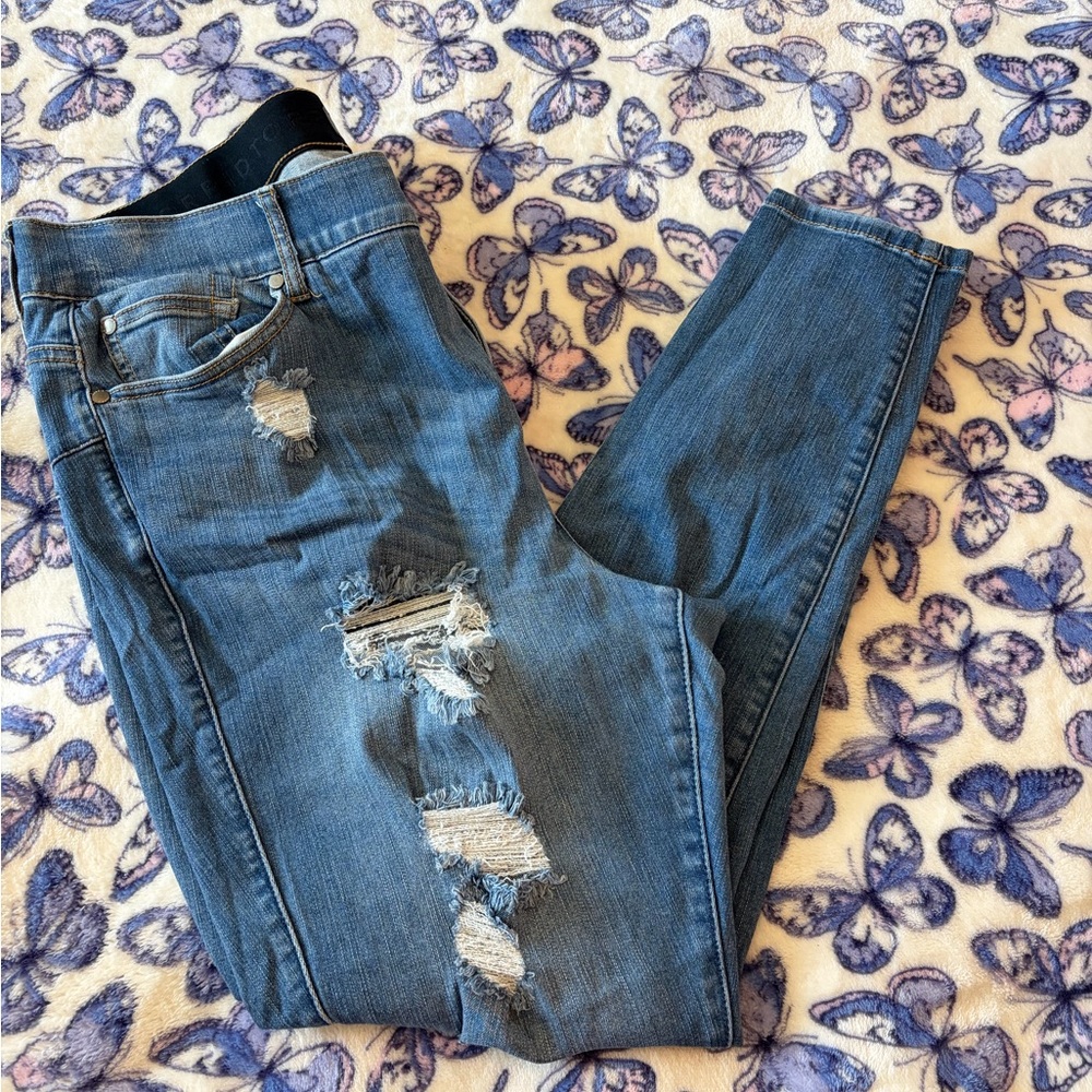 Bombshell Torrid Blue Distressed Skinny Jeans